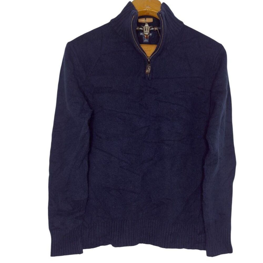 Bonobos Quarter Zip Sweater Pullover Blue 100% Lambswool Standard Fit Sz: L